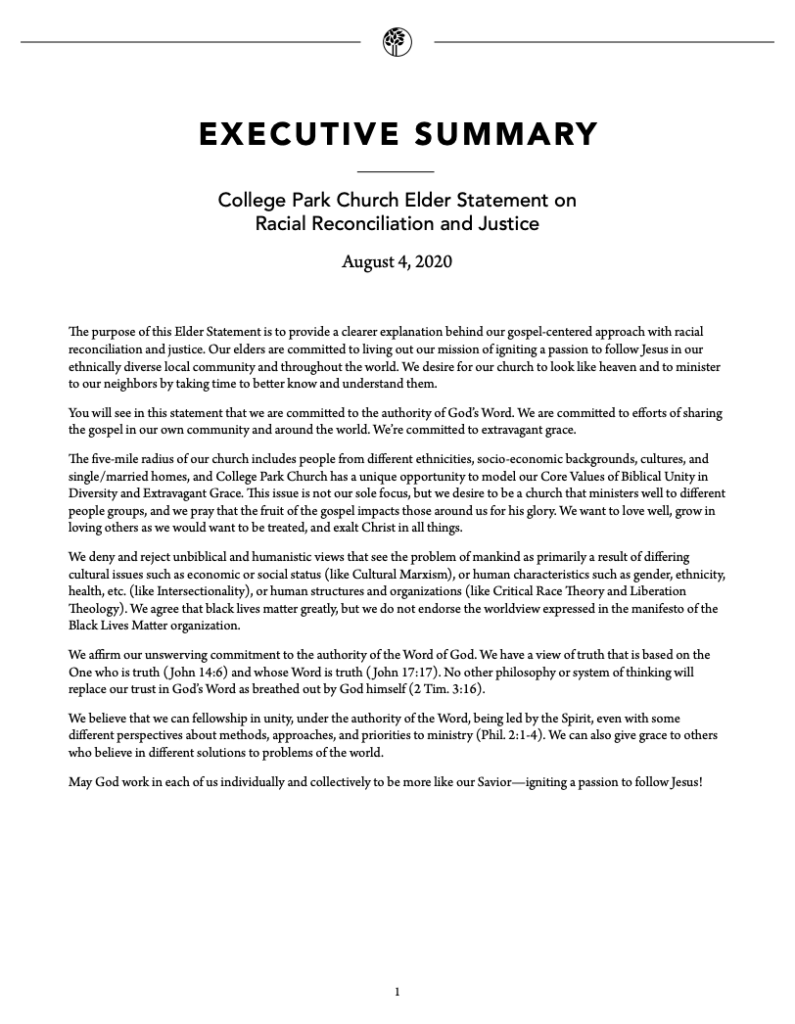Elder Statement on Racial Reconciliation & Justice