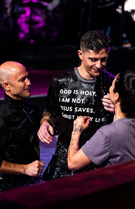 Baptism Man getting baptized at College Park Church