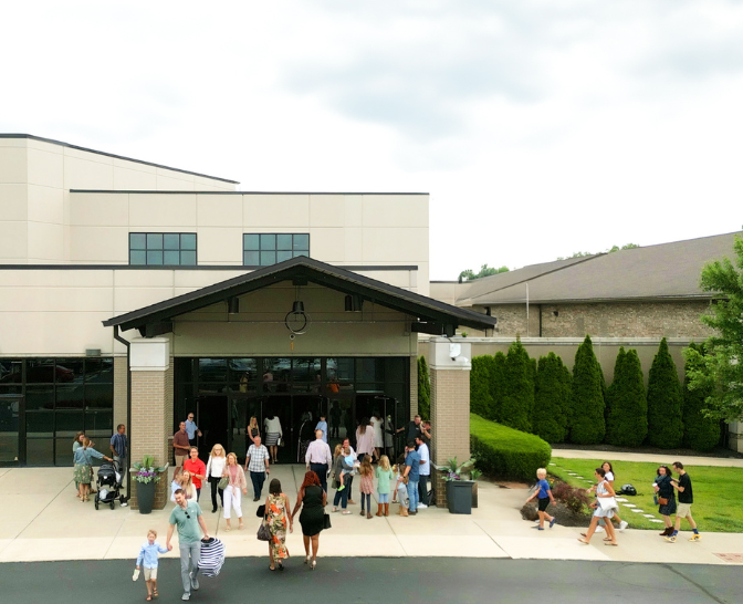 Cropped-Our-Story Exterior front entrance of College Park Church
